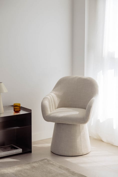 Fauteuil pivotant tapissé Erica - Tissu Beige crème