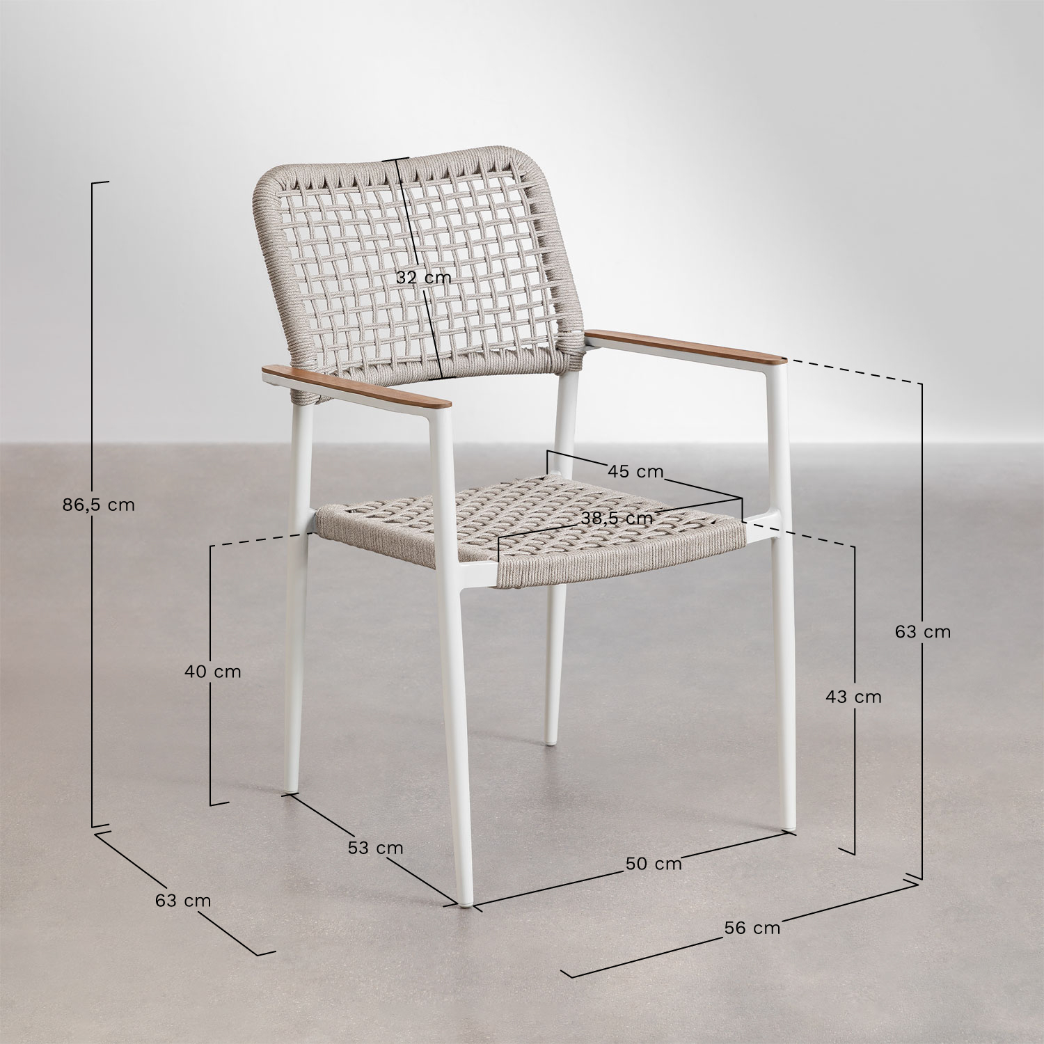 Lot De 4 Chaises De Jardin Empilables Avec Accoudoirs - Dossier Haut, Acier Laqué Noir, Textilène, 93x69x61 Cm
