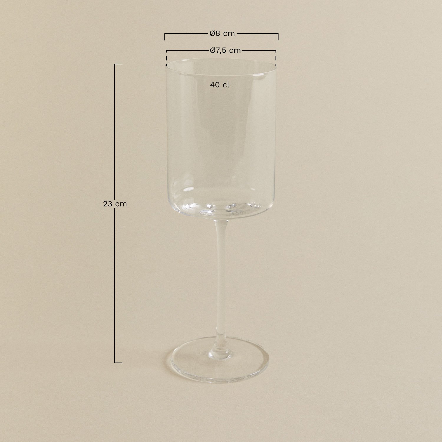 Pack de 4 verres à vin en verre 40 cl Lioare, mesures