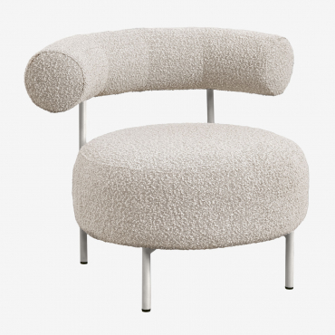 Fauteuil Arieta En Tissu Bouclé Tissu Bouclé Blanc Cassé - Sklum