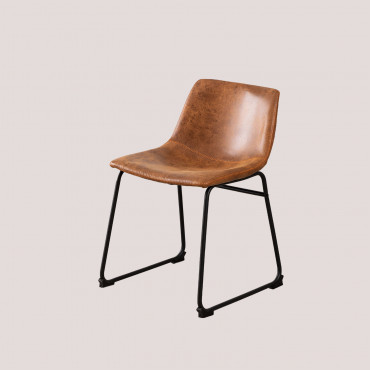 Pack De 4 Chaises De Salle À Manger En Similicuir Ody Camel Vintage - Sklum