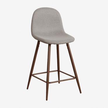 Tabouret Haut Glamm Gris Béton & ↑65 Cm & Bois Foncé - Sklum