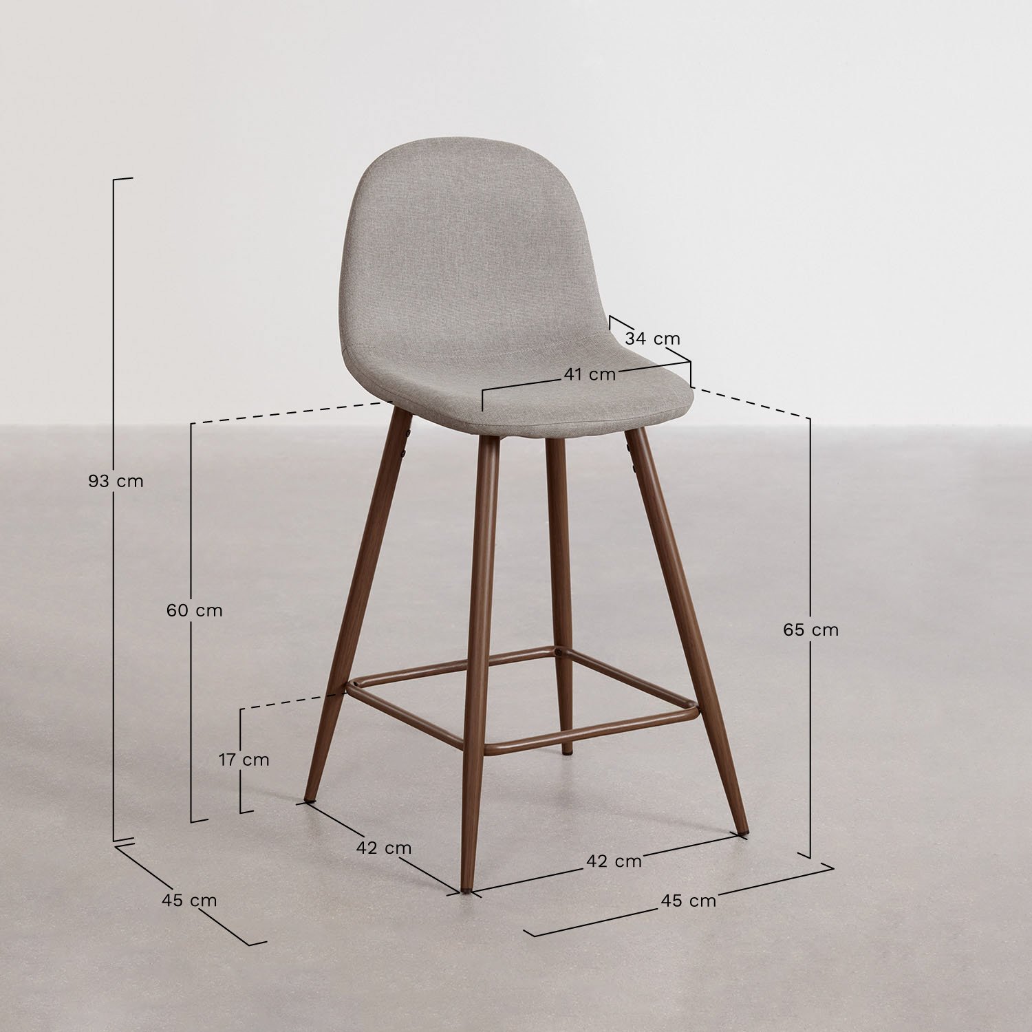 Lot de 2 tabourets hauts Glamm, mesures