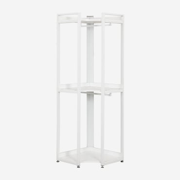 Armoire Ouverte D'angle En Acier Et Bois Ariaster Blanc - Sklum