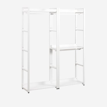 Armoire Modulaire Ouverte De 2 Pièces Avec Portant En Acier Et Bois Ariaster Blanc - Sklum