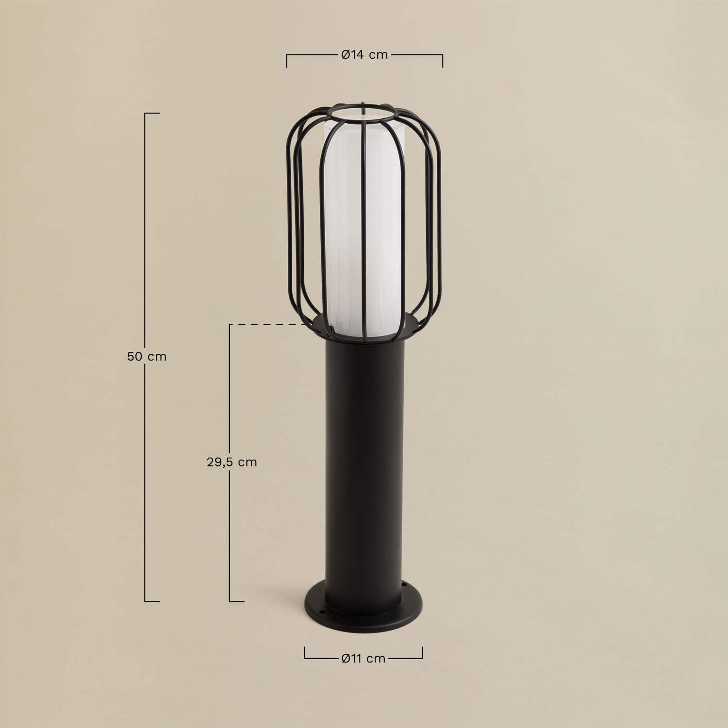 Balise extérieure Arveta en inox, mesures
