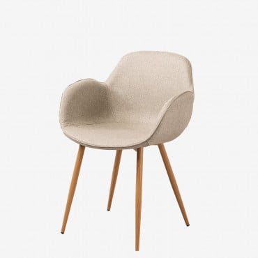 Pack De 2 Chaises De Salle À Manger Rembourrées Et En Fer Fargo Blanc Cassé - Sklum