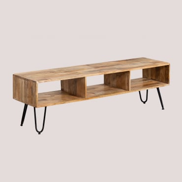 Meuble Tv 140x35 Cm En Bois De Manguier Dugan Bois De Mangue - Sklum