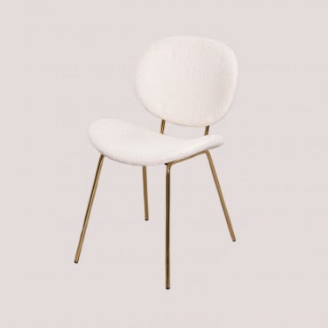 Pack De 2 Chaises De Salle À Manger En Peau Lainée Laure Blanc & Doré - Sklum
