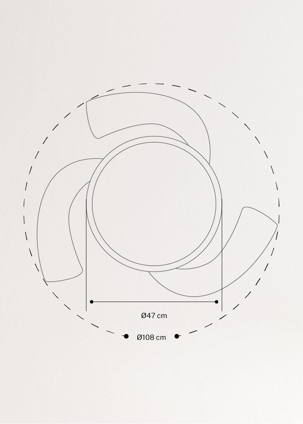 CREATE - WIND CLEAR - Ventilateur de plafond silencieux 40W Ø108cm lames rétractables avec éclairage LED de 36W, mesures