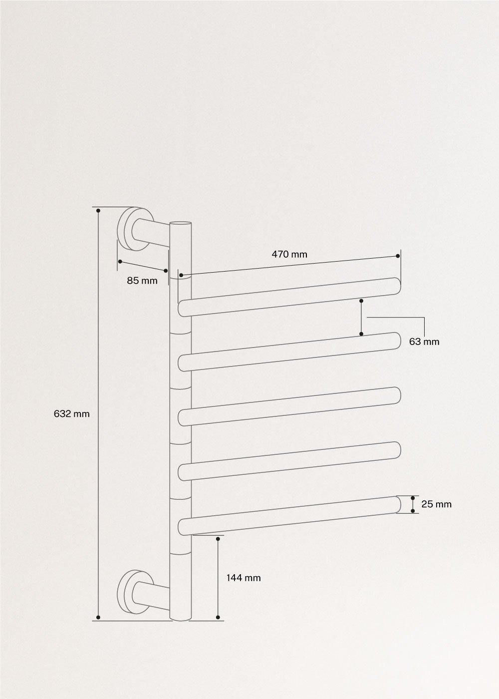CREATE - WARM TOWEL MINIMAL - Sèche-serviettes électrique avec barres pivotantes à 180º, mesures