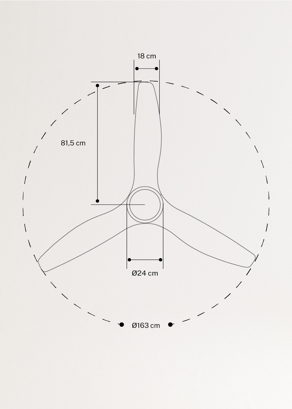CREATE - WIND SAIL - Ventilateur de plafond 90W silencieux XL Ø163 cm , mesures