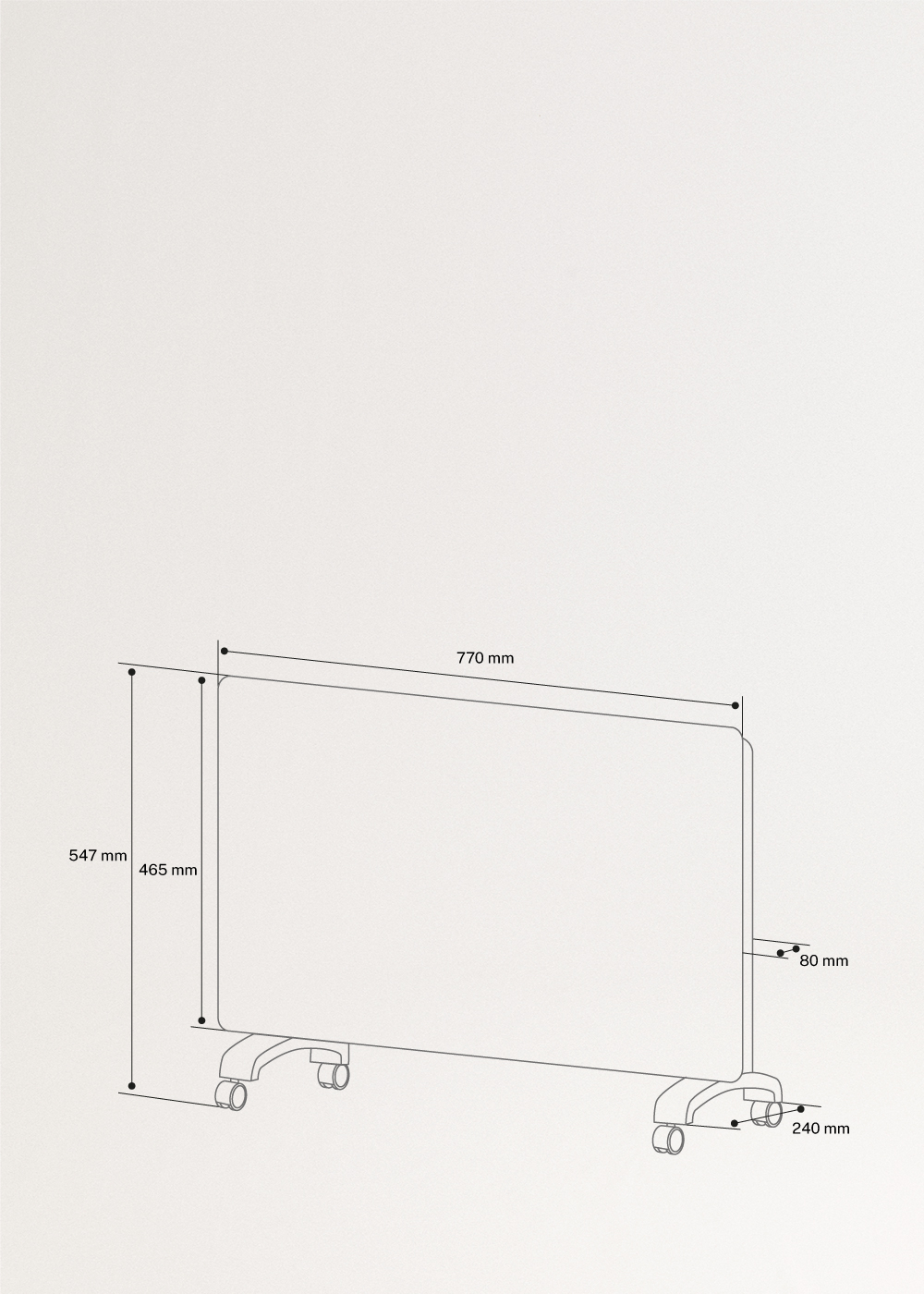 CREATE - WARM CRYSTAL 2000W - Convecteur électrique en verre WiFi, mesures