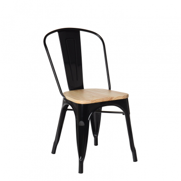Pack De 2 Chaises De Salle À Manger Empilables Lix Madera Noir & Bois Naturel - Sklum