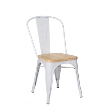Pack De 4 Chaises De Salle À Manger Empilables Lix Madera Blanc & Bois Naturel - Sklum