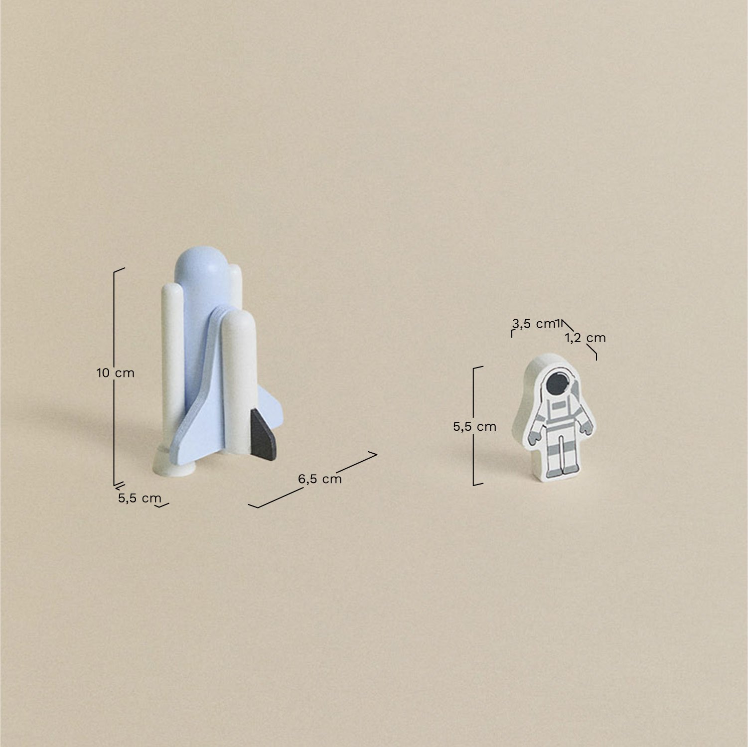 Fusée en bois multi-activités Apirelo Kids, mesures