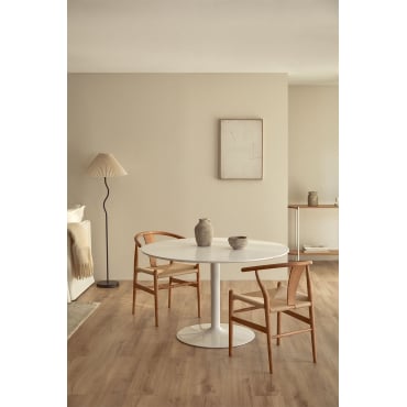 Table à manger ronde en MDF et métal Yvetta
