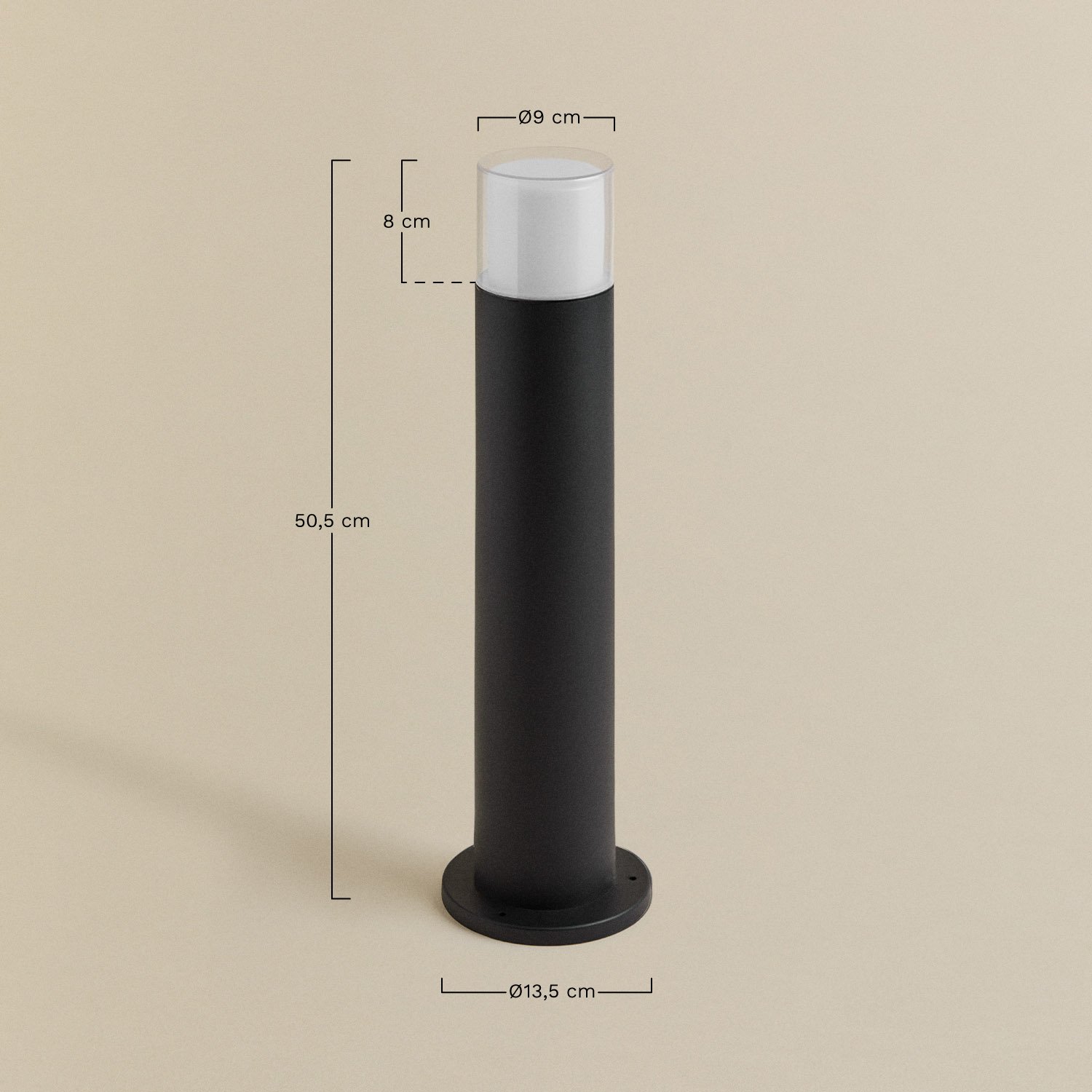 Balise LED extérieure Fialon en aluminium, mesures