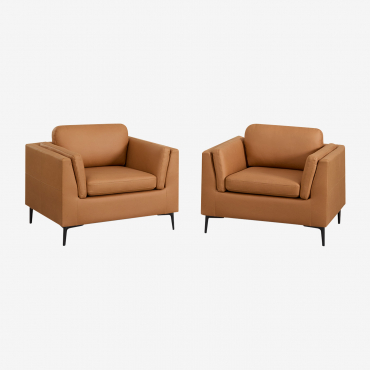 Pack De 2 Fauteuils Soren Simili Cuir Camel - Sklum