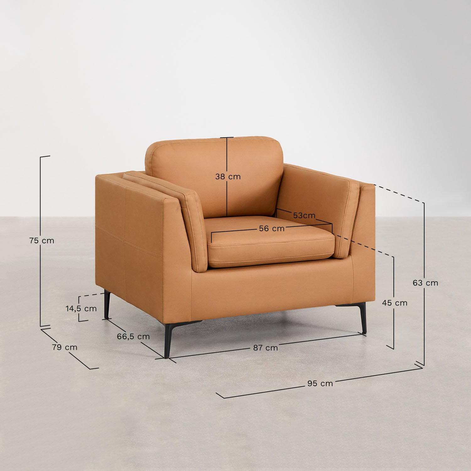 Pack de 2 fauteuils Soren simili cuir   , mesures