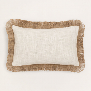 Coussin Rectangulaire En Coton (30x50 Cm) Paraiba Blanc Gardenia - Beige Lin - Sklum