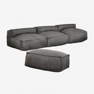 Canapé Modulable 3 Pièces Et Pouf De Jardin Dojans Gris Granit - Sklum