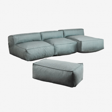 Canapé Méridienne Modulaire 3 Pièces Et Pouf Pour Dojans De Jardin Vert Éter - Sklum