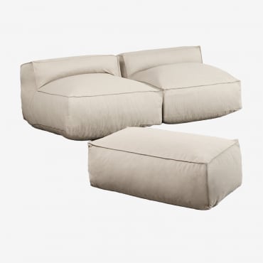 Canapé Et Pouf Modulaires 2 Pièces Dojans Beige Semoline - Sklum