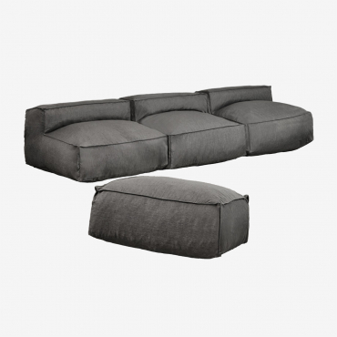 Canapé Et Pouf Modulaires 3 Pièces Dojans Gris Granit - Sklum