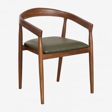 Pack De 4 Chaises De Salle À Manger En Cuir Visby Vert Militaire - Sklum