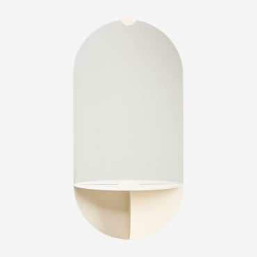 Miroir Mural Avec Étagère En Acier Nubino Blanc Gardenia - Sklum