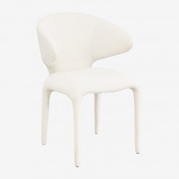 Chaise De Salle À Manger En Tissu Bouclé Arnoia Boucle Blanc - Sklum