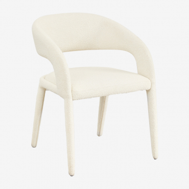 Pack De 4 Chaises De Salle À Manger Avec Accoudoirs Rembourrés Arazeina Boucle Blanc - Sklum