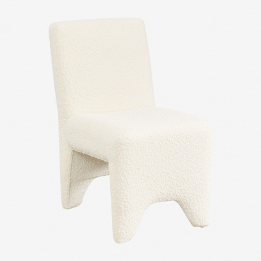 Pack De 2 Chaises De Salle À Manger En Bois Et Tissu Bouclé Kamez Boucle Blanc - Sklum
