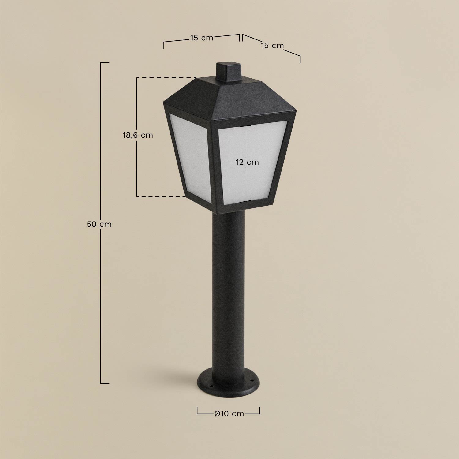 Balise LED d'extérieur en aluminium Yalven, mesures