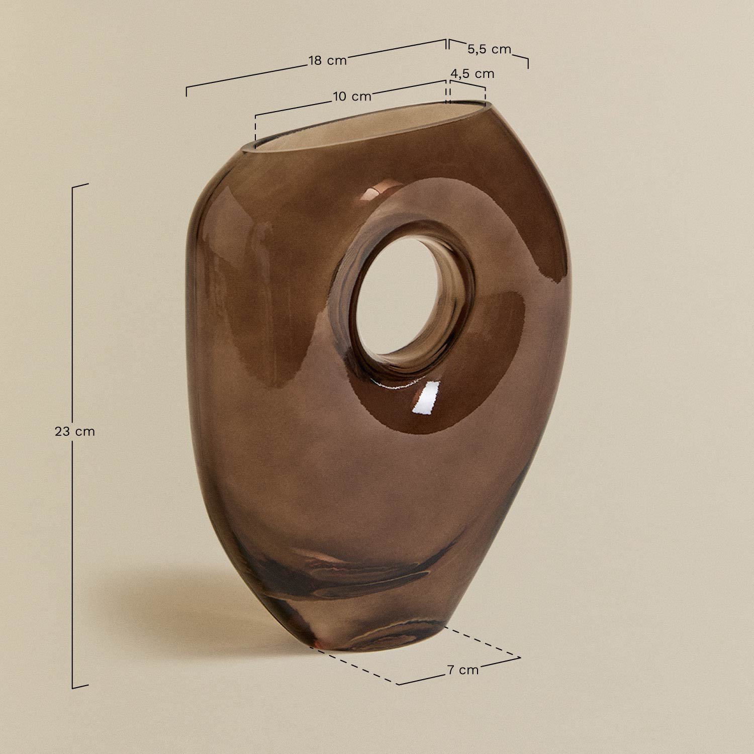 Vase en verre Lansing, mesures