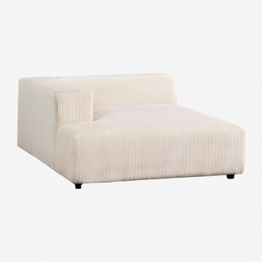 Module Méridienne Gauche Pour Canapé Modulaire Bruna Velours Côtelé Beige Lin - Sklum