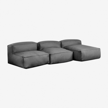 Canapé Méridienne De Jardin Modulable 3 Pièces Dojans Gris Granit - Sklum
