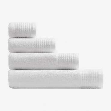 Lot De 4 Serviettes En Coton Éponge Avec Bordure Claritone Blanc - Sklum