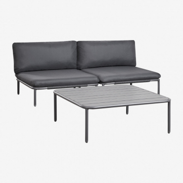 Salon De Jardin Avec Canapé Modulable 2 Pièces Et Table Basse Roubly Gris Graphite - Sklum