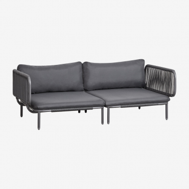 Canapé De Jardin Modulable 2 Pièces Avec 2 Fauteuils D'angle Roubly Gris Graphite - Sklum