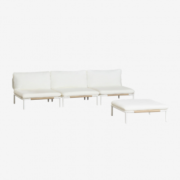 Canapé De Jardin Modulable 3 Pièces Et Pouf Roubly Beige Amande - Sklum