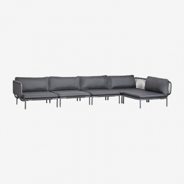 Canapé Modulable De Jardin D'angle 5 Pièces Roubly Gris Graphite - Sklum