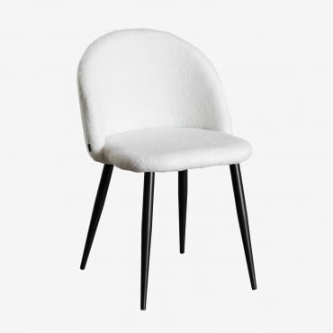 Pack De 4 Chaises De Salle À Manger En Borreguito Kana Blanc Ivoire & Noir - Sklum