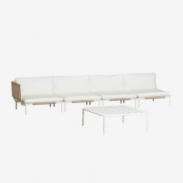 Canapé De Jardin D'angle Modulable 4 Pièces Et Table Basse Roubly Beige Amande - Sklum