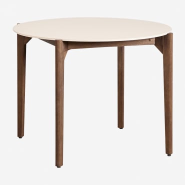 Table De Jardin Ronde Ø100 Cm En Ciment Et Bois D'acacia Xajul Tapioca Beige - Sklum
