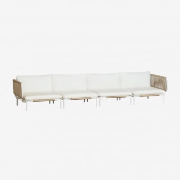 Canapé De Jardin Modulable 4 Pièces Avec 2 Fauteuils D'angle Roubly Beige Amande - Sklum