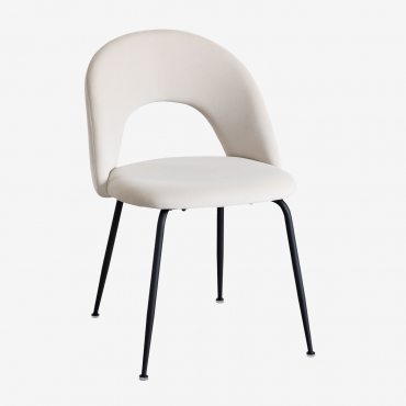 Lot De 2 Chaises De Salle À Manger Glorys En Velours Beige Crème & Noir - Sklum