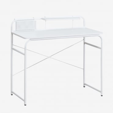 Bureau Sibila En Acier Et Bois Blanc - Sklum