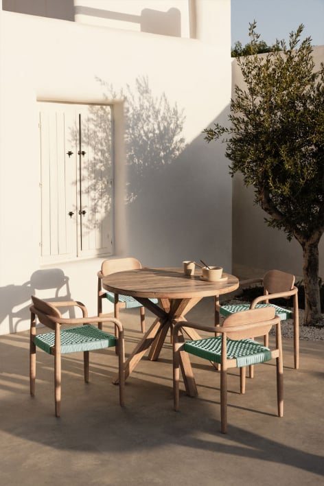 Table de jardin ronde en bois Naele - Eucalyptus brun
